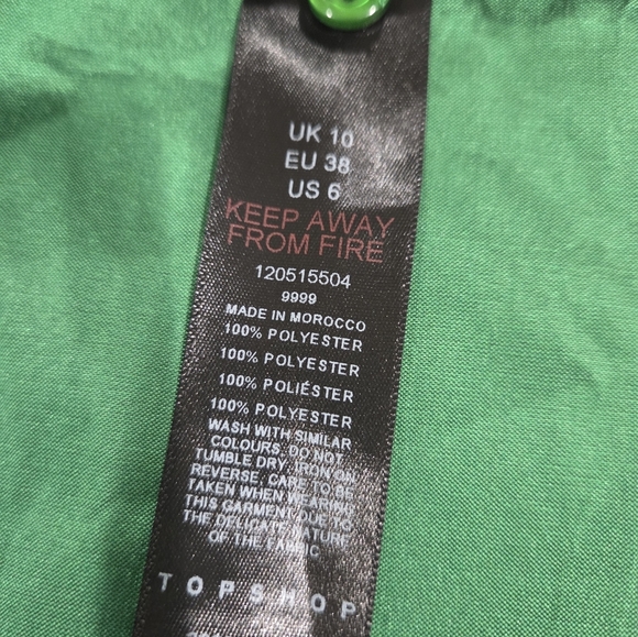 Topshop Emerald Green Blouse Size US 6 - Picture 7 of 10